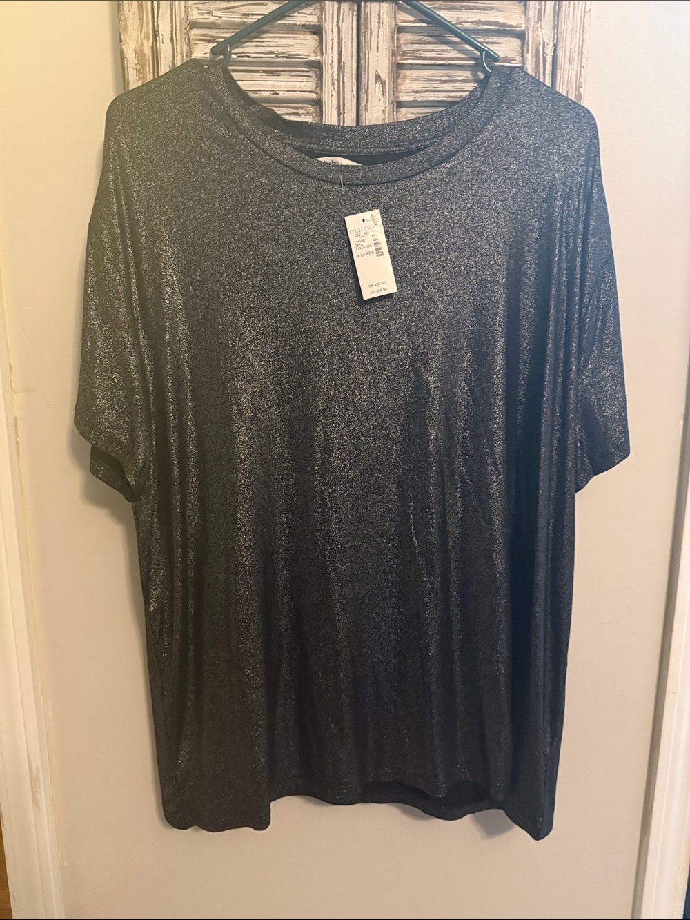 Maurices Shimmer Black Short Sleeve Tee